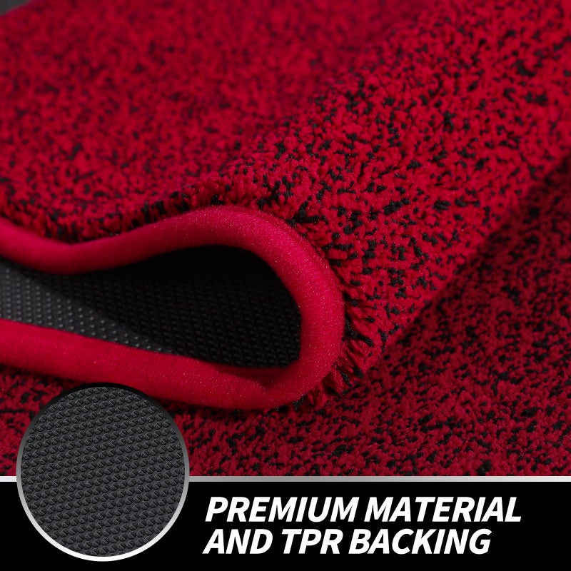 LINLA Indoor Doormat-Super Absorbs Mud Mat, Washable & Non-Slip Clean Door Mat for Outdoor Front Door Inside Dirt Trapper Mats Shoes Scraper, 24x59 Inches Black Red - Image 3